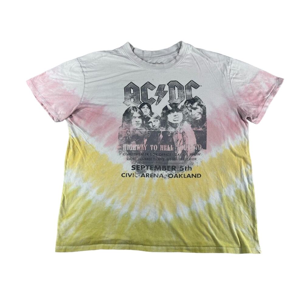 AC/DC Highway To Hell Shirt Mens Large Tie Dye Band Tee Retro 80s Rock N Roll